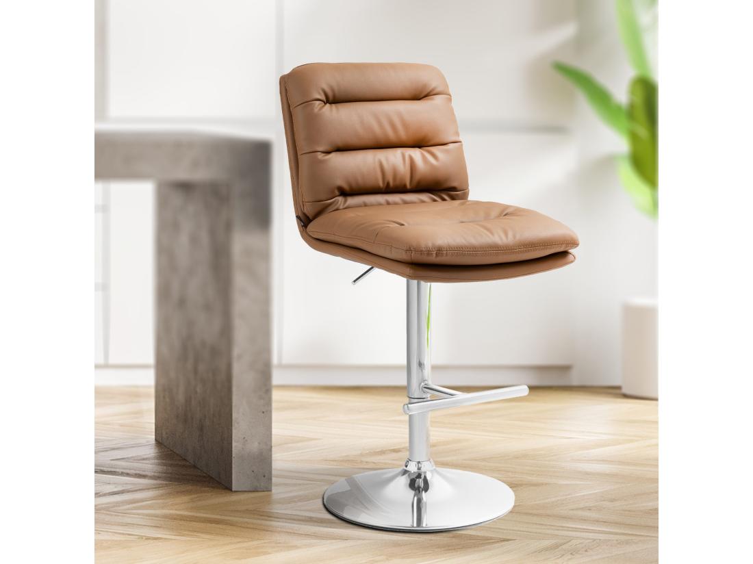 Vente Unique Tabouret De Bar - Similicuir & Chrome - Marron Clair - Damar