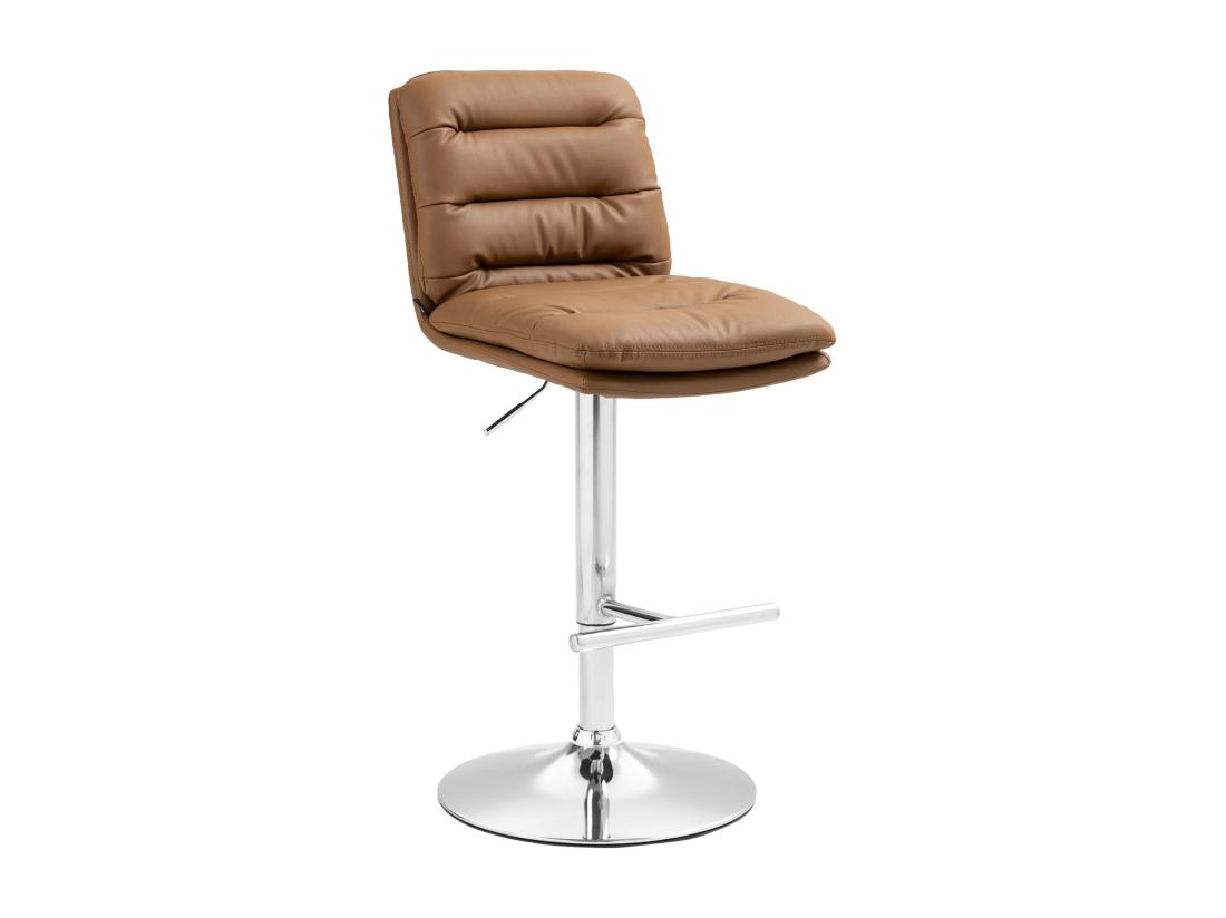 vente unique Tabouret de bar - Similicuir & Chrome - Marron clair - Damar
