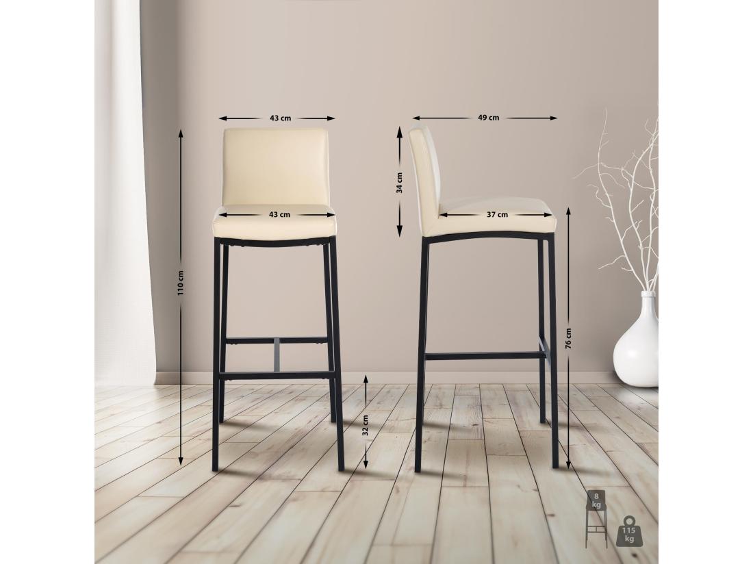 Vente Unique Tabouret De Bar - Similicuir - Crème - Freeport
