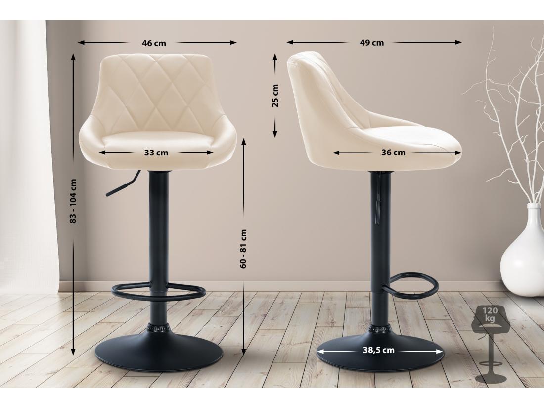 Vente Unique Tabouret De Bar - Similicuir & Noir - Crème - Lazio