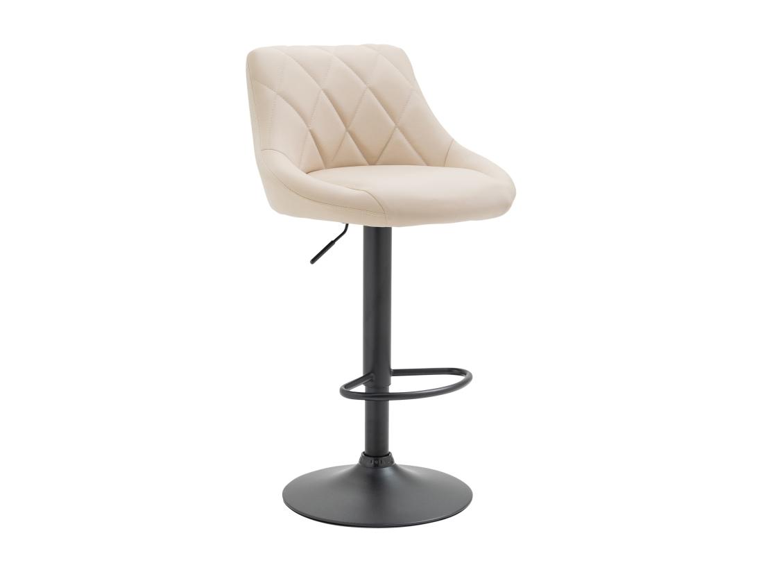 vente unique Tabouret de bar - Similicuir & Noir - Crème - Lazio