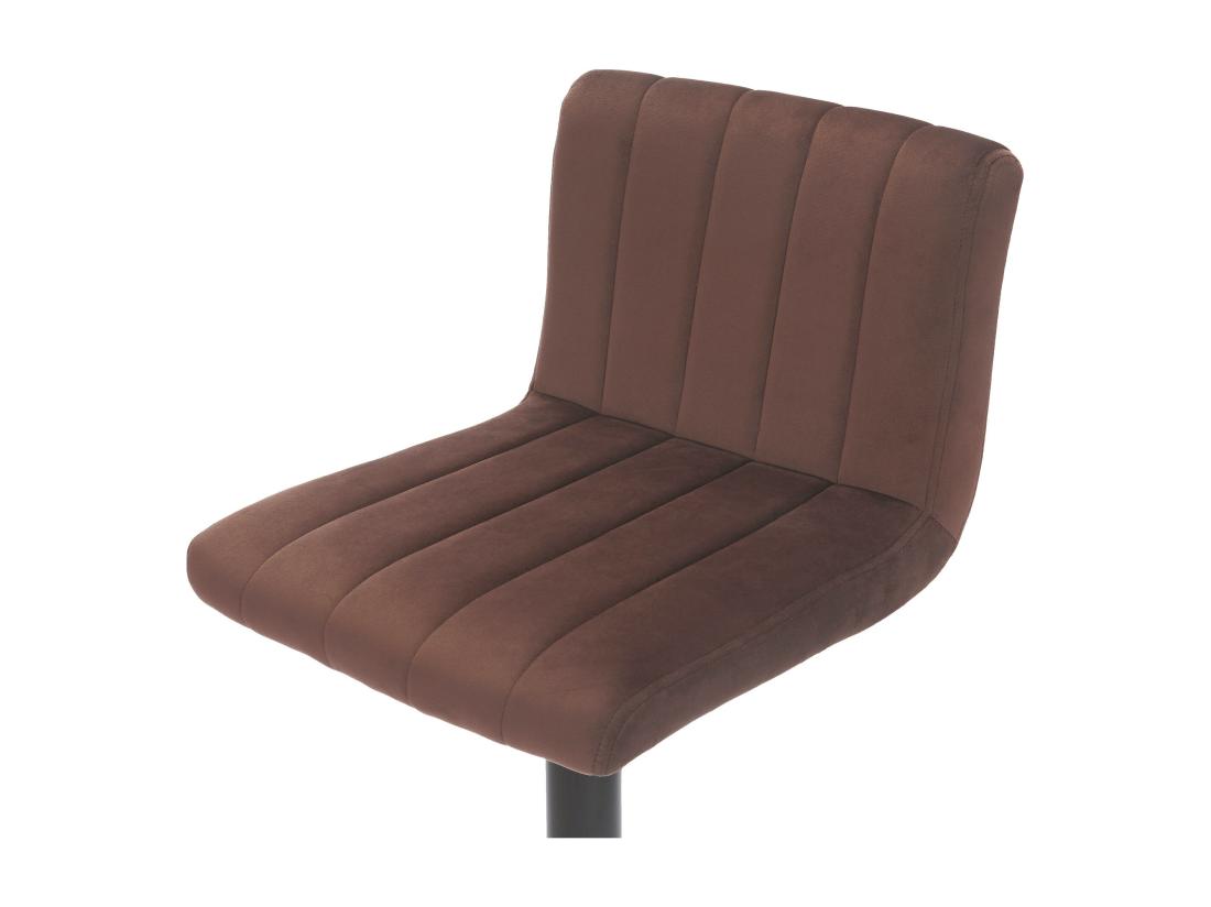 Vente Unique Tabouret De Bar - Velours & Métal Noir Mat - Marron - Jamie