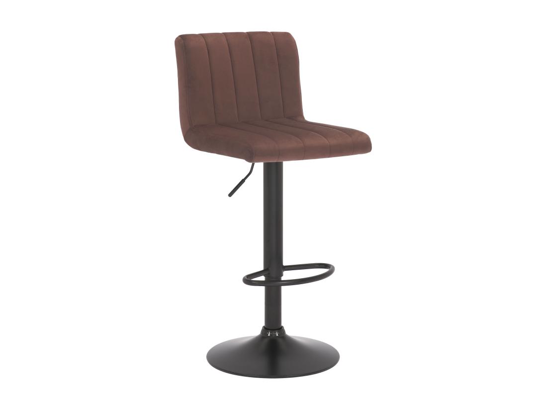 Vente Unique Tabouret De Bar - Velours & Métal Noir Mat - Marron - Jamie