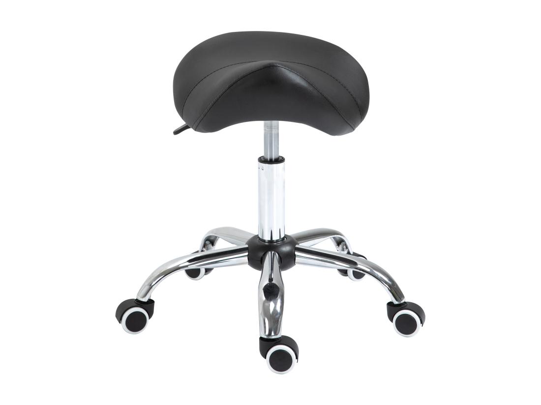 vente unique Tabouret de massage tabouret selle ergonomique pivotant 360° hauteur réglable revêtement synthétique noir chromé