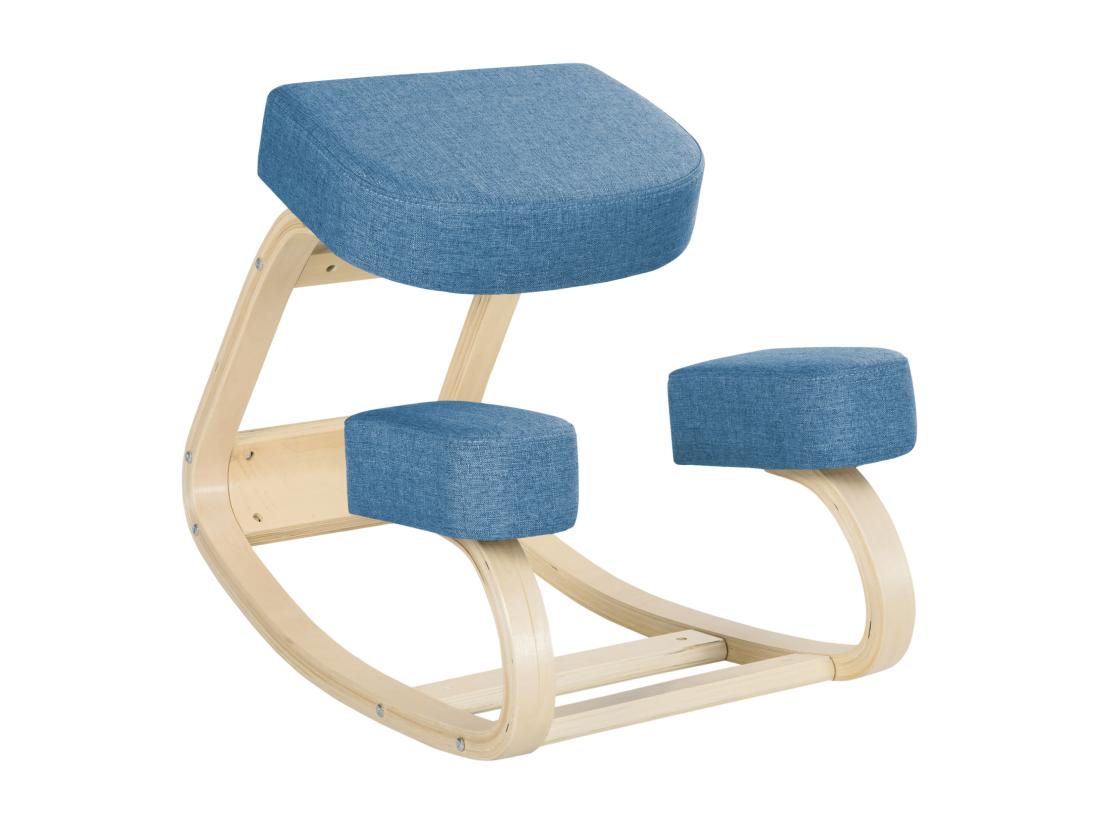 Vente Unique Tabouret Ergonomique - Siège Assis à Genoux - Chaise à Genoux Grand Confort - Bois Bouleau Polyester Bleu