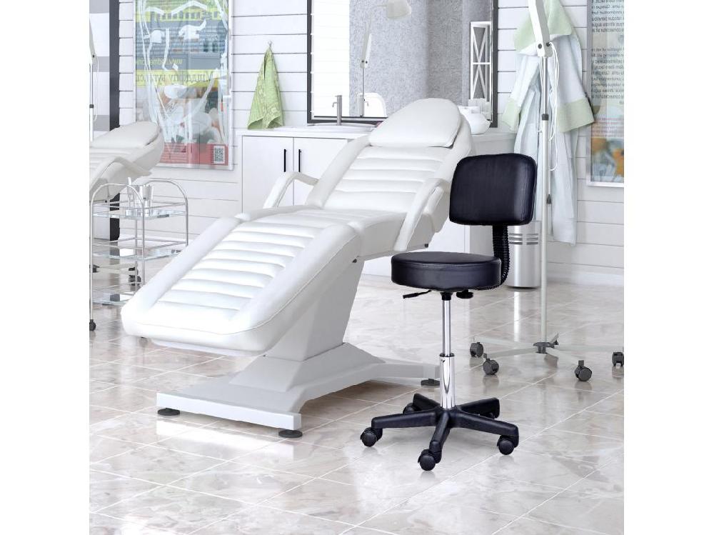 Vente Unique Tabouret Massage à Roulettes Réglable En Hauteur Pivotant Avec Dossier Ergonomique Noir