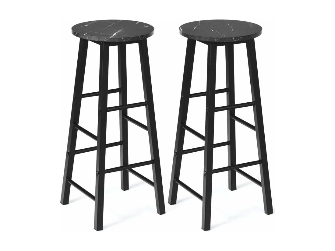 Vente Unique Tabourets De Bar Lot De 2 Chaise De Bar Industrielle Avec Repose-pieds (noir)