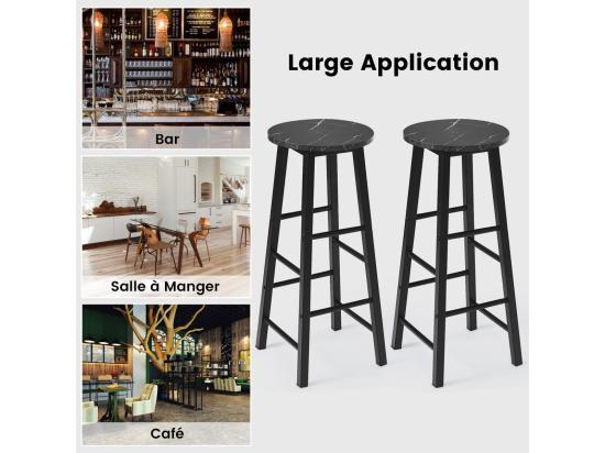 Vente Unique Tabourets De Bar Lot De 2 Chaise De Bar Industrielle Avec Repose-pieds (noir)