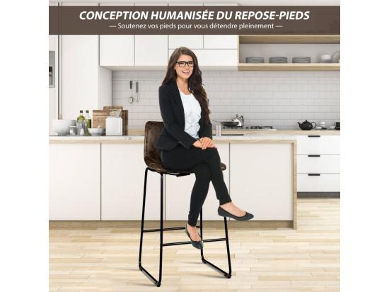 Vente Unique Tabourets De Bar (lot De 2) Repose-pieds Hauteur Assise 75cm Marron Rustique