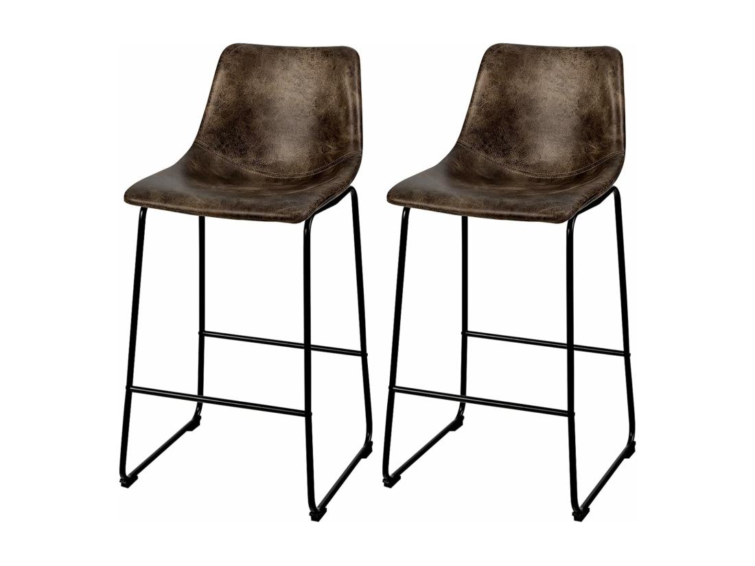 vente unique Tabourets de Bar (lot de 2) Repose-pieds Hauteur assise 75cm Marron Rustique