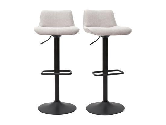 vente unique Tabourets de bar réglables pivotants 360° en tissu effet velours texturé beige et métal noir (lot de 2) BOOST