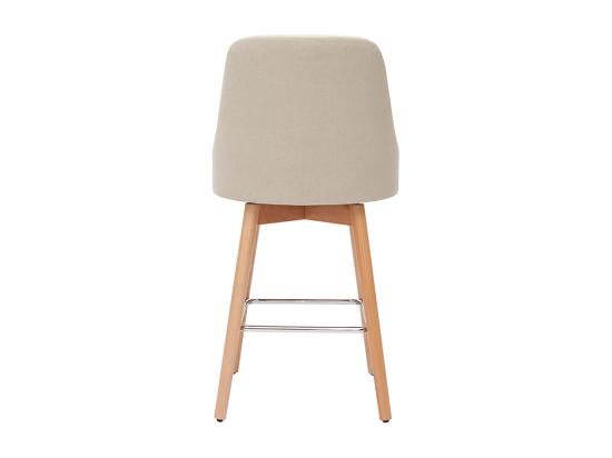 Vente Unique Tabourets De Bar Scandinaves Pivotants 360° En Tissu Beige Et Bois Hêtre Massif H65 Cm (lot De 2) HASTA