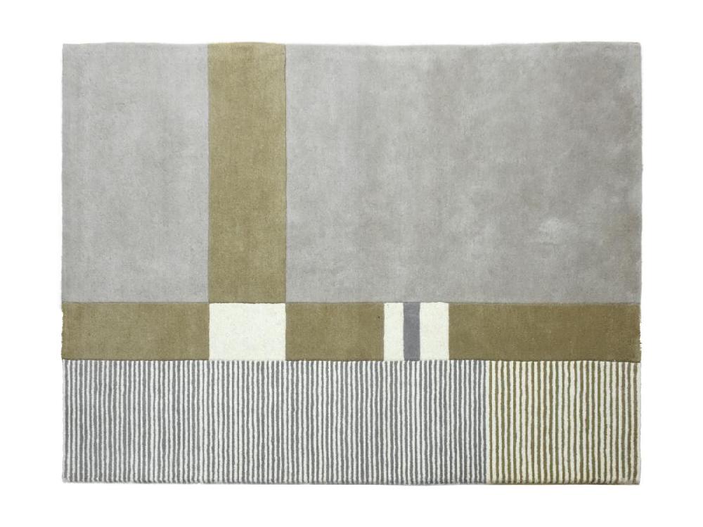 Vente Unique Tapis 100% Laine Fait à La Main - 160 X 230 Cm - 2200g/m2 - Gris Et Marron - NOURIA