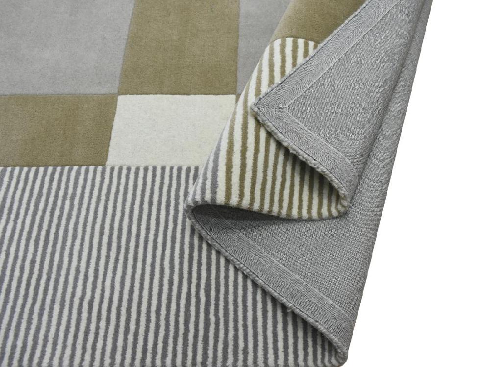 Vente Unique Tapis 100% Laine Fait à La Main - 160 X 230 Cm - 2200g/m2 - Gris Et Marron - NOURIA
