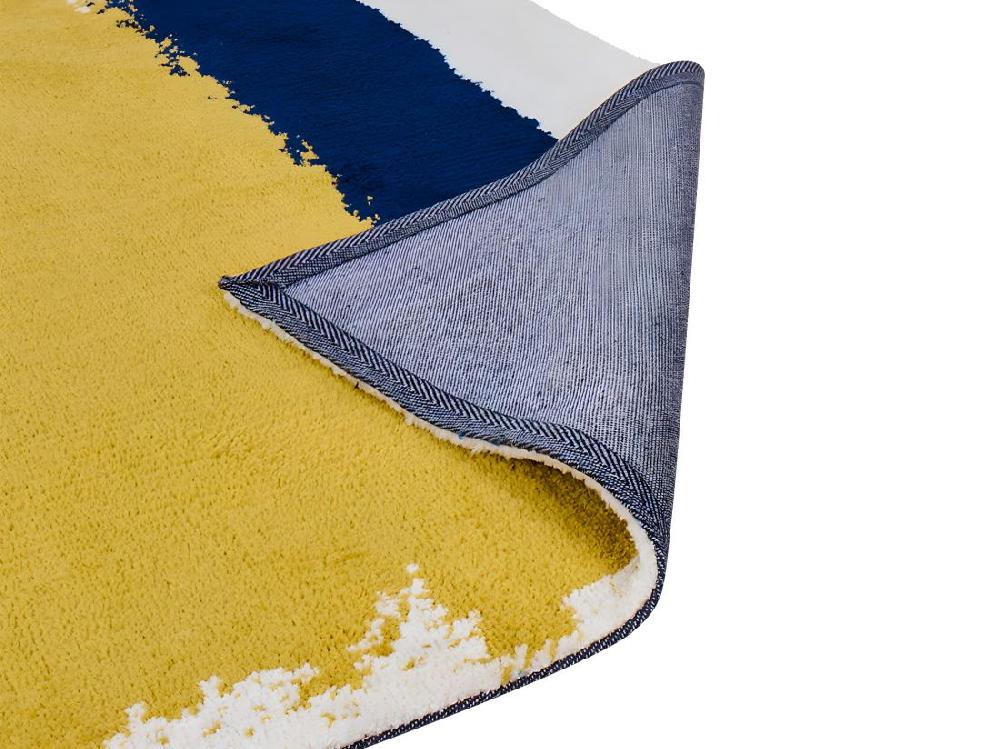 Vente Unique Tapis - 200 X 290 Cm - Moutarde Bleu Marine Gris CAMDEN