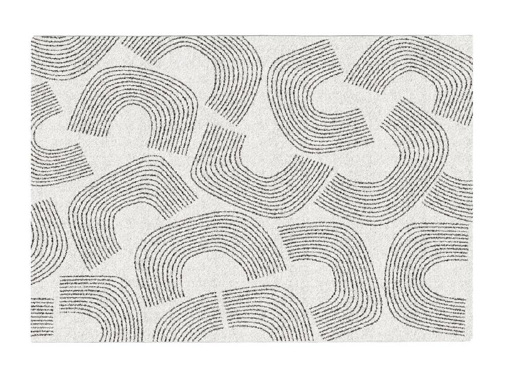 Vente Unique Tapis à Motifs Arcs - 160 X 230 Cm - Crème Et Noir - ADRANO