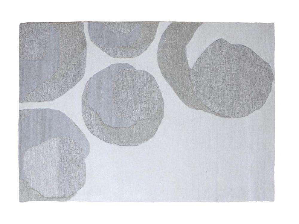Vente Unique Tapis à Reliefs Motifs Abstraits En Laine Et Viscose - 160 X 230 Cm - 2200g/m2 - Gris - KUMASI