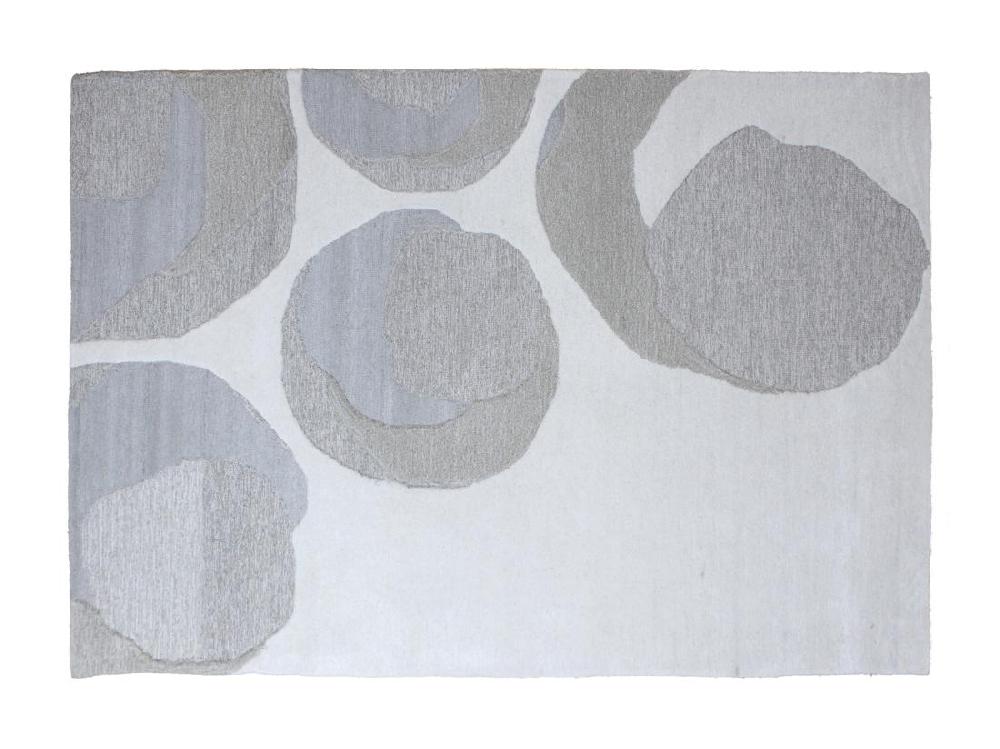 Vente Unique Tapis à Reliefs Motifs Abstraits En Laine Et Viscose - 200 X 290 Cm - 2200g/m2 - Gris - KUMASI