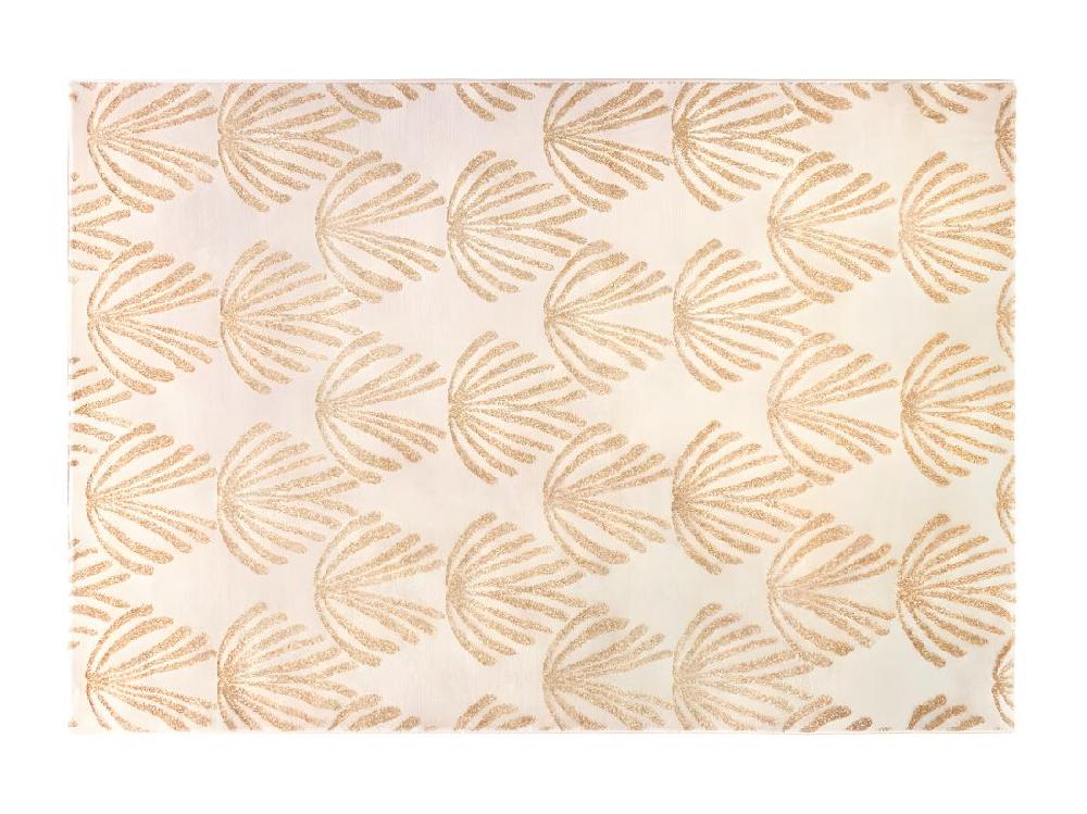 Vente Unique Tapis Art Déco - 160 X 230 Cm - Beige Et Lurex Doré - LYSA