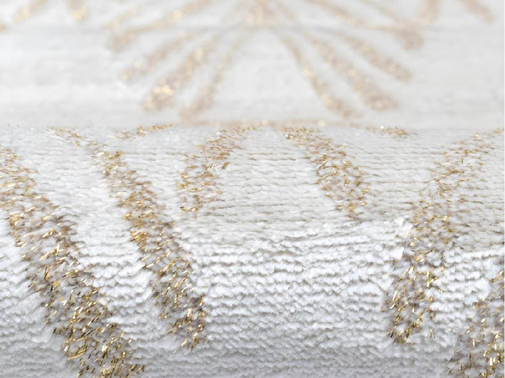 Vente Unique Tapis Art Déco - 160 X 230 Cm - Beige Et Lurex Doré - LYSA
