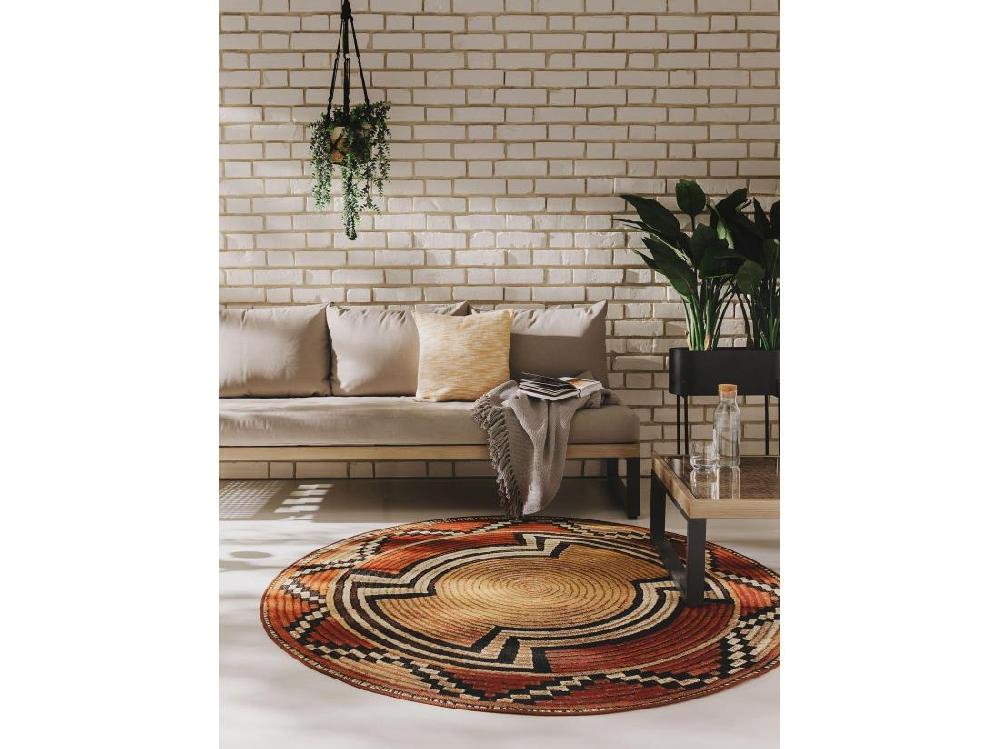 Vente Unique Tapis D'extérieur & Intérieur Artis Beige/Cuivre ø 160 Cm Rond