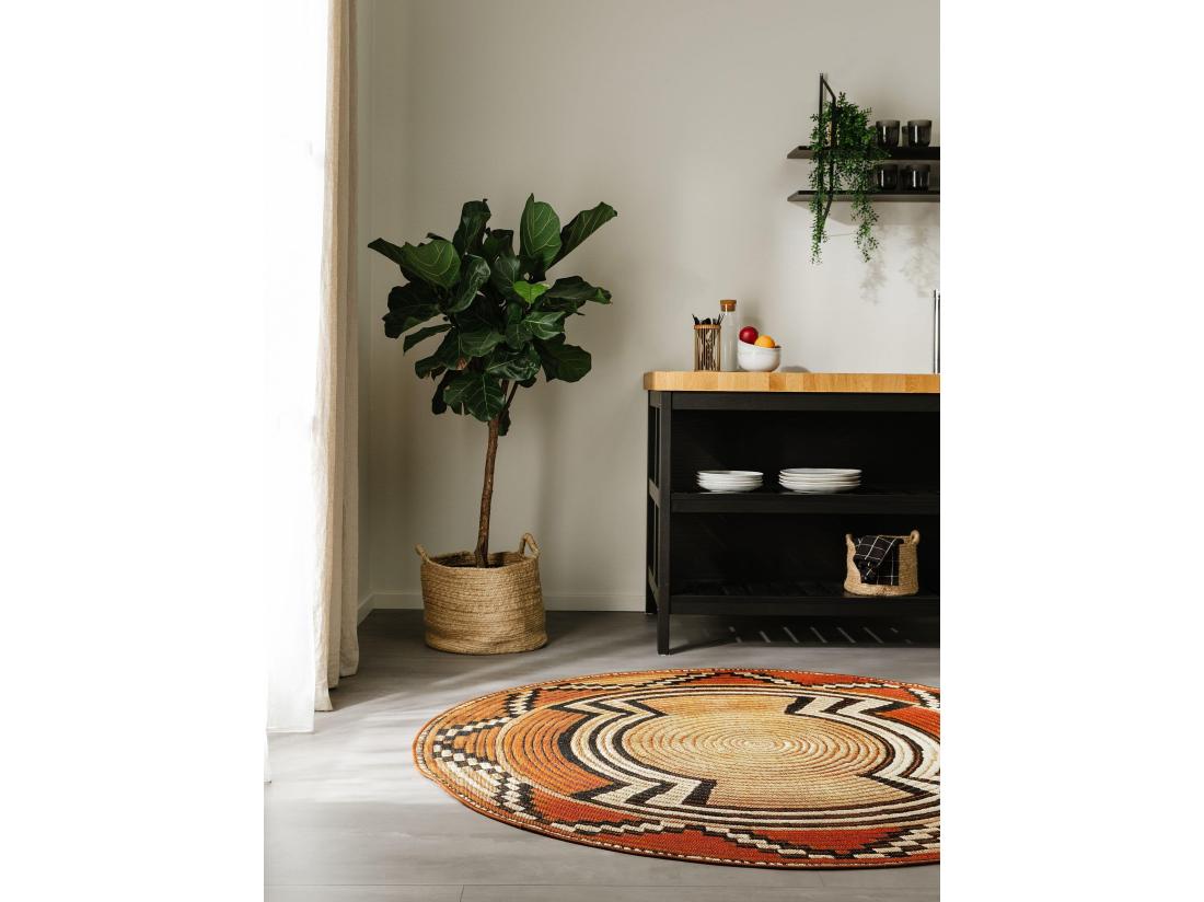 Vente Unique Tapis D'extérieur & Intérieur Artis Beige/Cuivre ø 160 Cm Rond