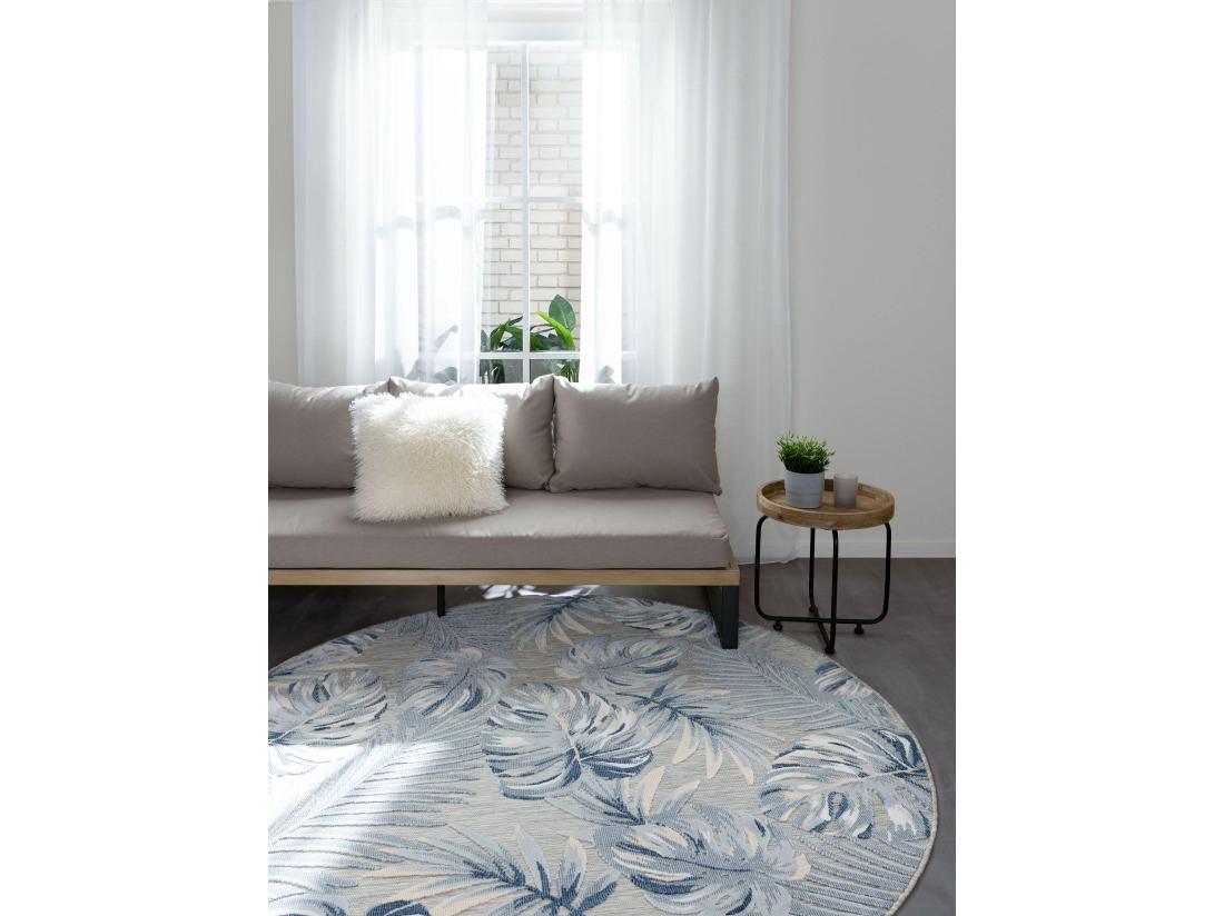 Vente Unique Tapis D'extérieur & Intérieur Flora Multicouleur ø 200 Cm Rond