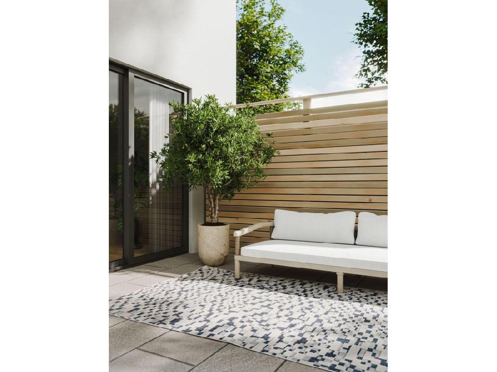 Vente Unique Tapis D'extérieur & Intérieur Kaleo Bleu/Blanc 140x200 Cm