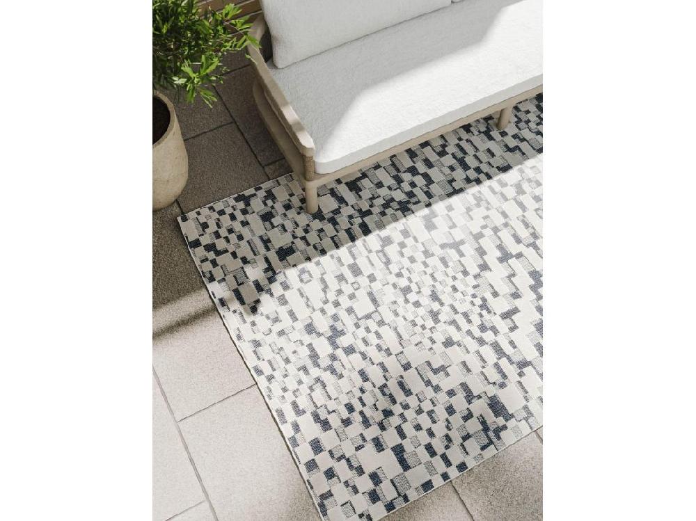 Vente Unique Tapis D'extérieur & Intérieur Kaleo Bleu/Blanc 80x150 Cm