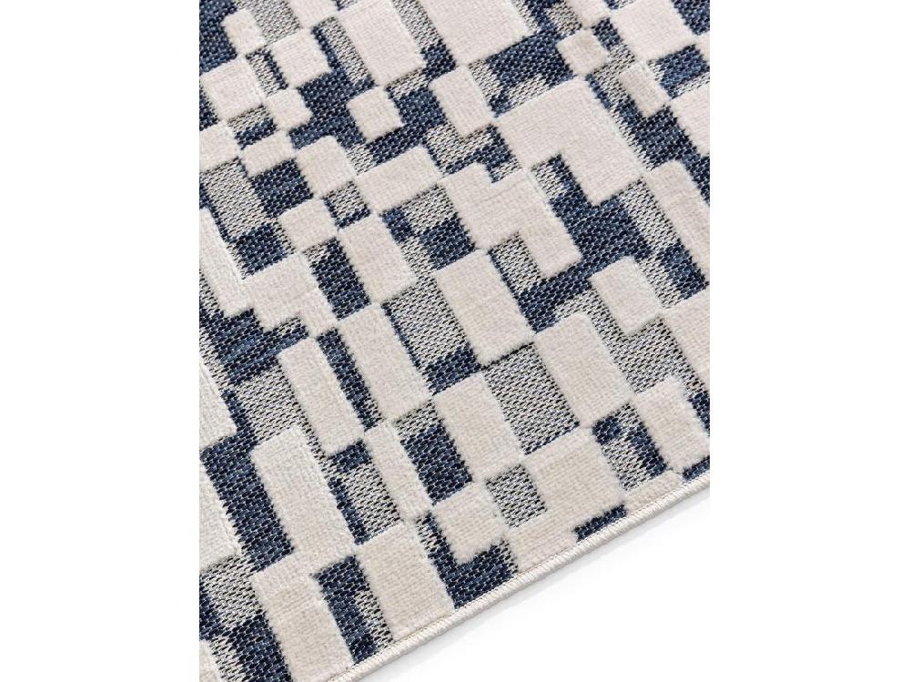 vente unique Tapis d'extérieur & intérieur Kaleo Bleu/Blanc 80x150 cm