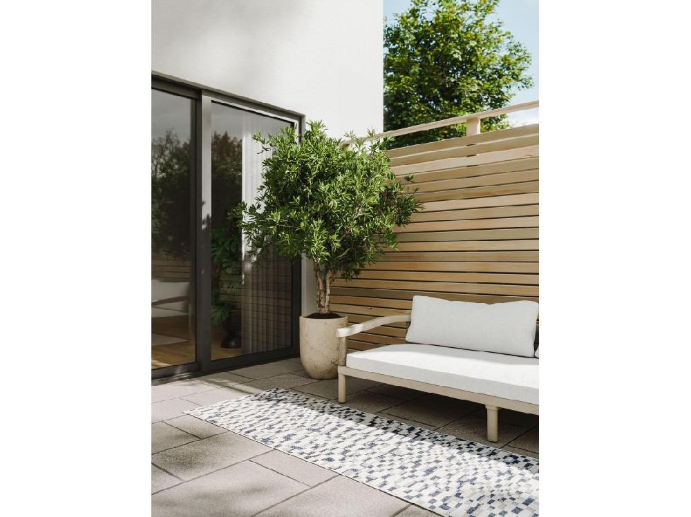 Vente Unique Tapis D'extérieur & Intérieur Kaleo Bleu/Blanc 80x300 Cm