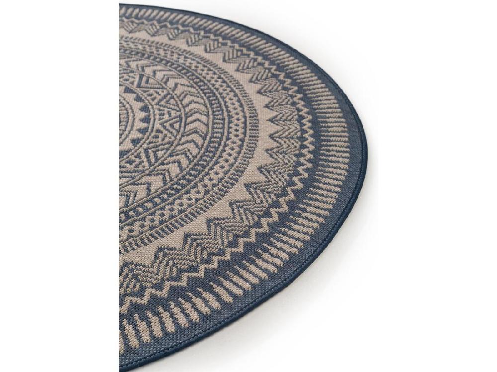Vente Unique Tapis D'extérieur & Intérieur Metro Bleu ø 120 Cm Rond