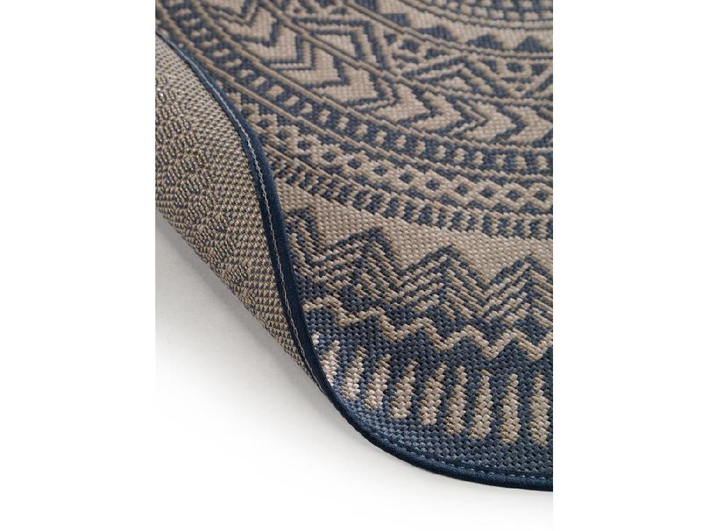Vente Unique Tapis D'extérieur & Intérieur Metro Bleu ø 120 Cm Rond