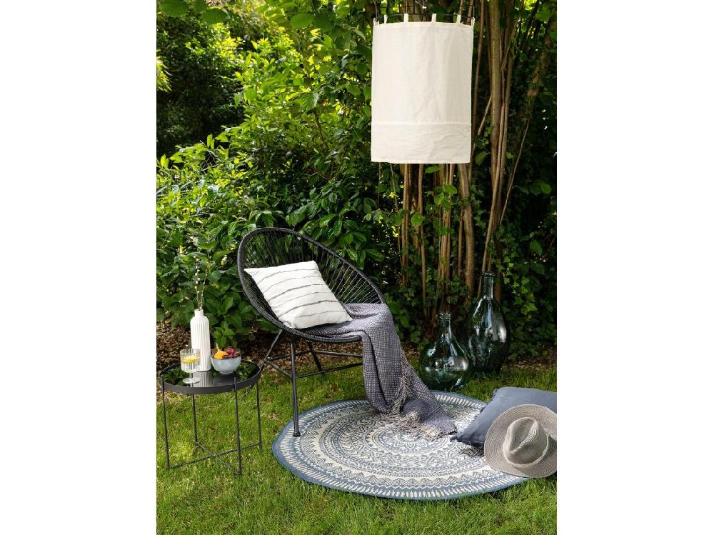 vente unique Tapis d'extérieur & intérieur Metro Bleu ø 120 cm rond