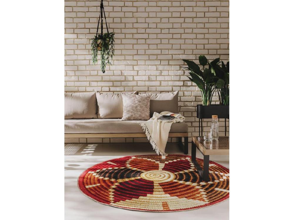 Vente Unique Tapis D'extérieur & Intérieur Rond Kenya Multicouleur ø 160 Cm Rond