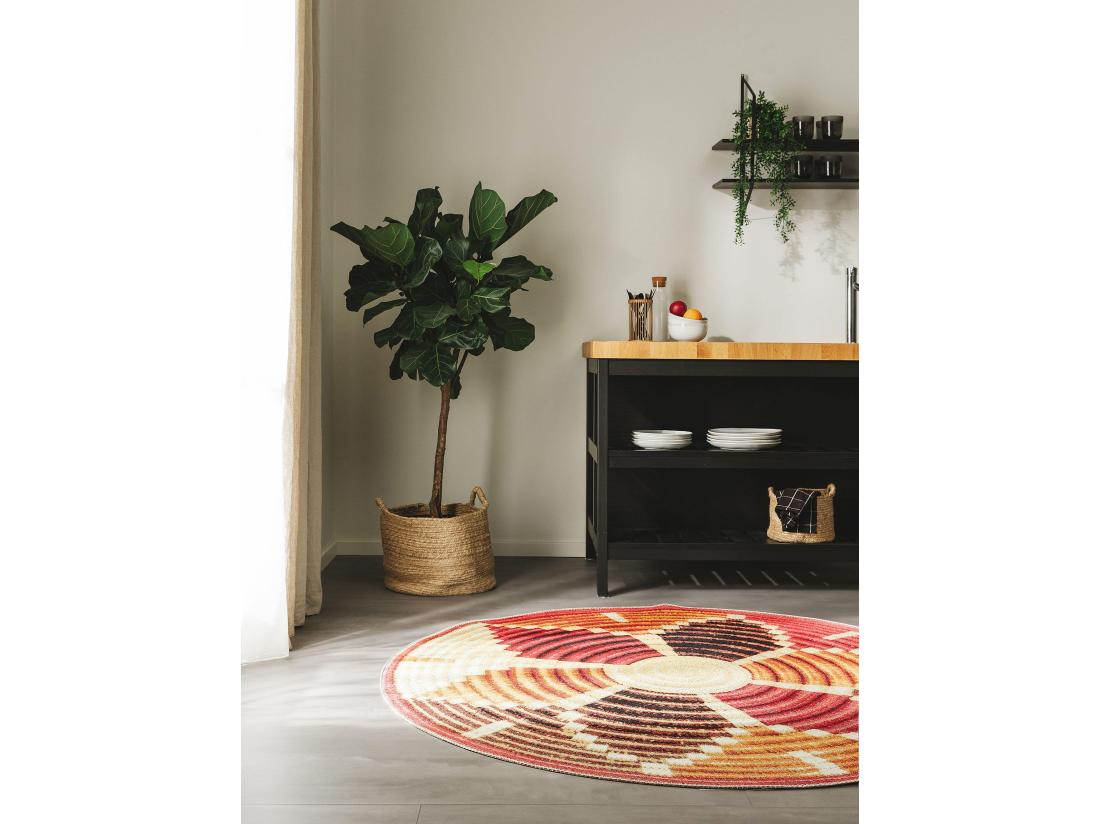Vente Unique Tapis D'extérieur & Intérieur Rond Kenya Multicouleur ø 160 Cm Rond