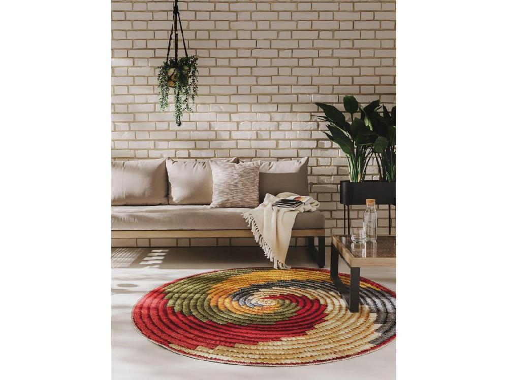 Vente Unique Tapis D'extérieur & Intérieur Rond Kenya Multicouleur ø 160 Cm Rond