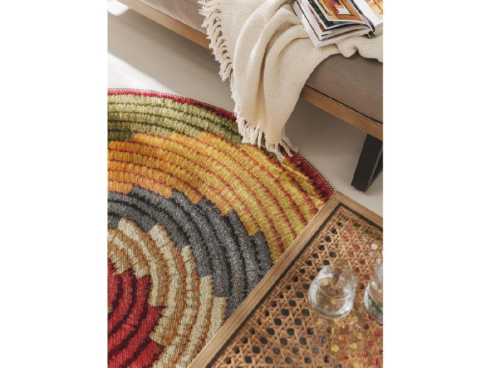 Vente Unique Tapis D'extérieur & Intérieur Rond Kenya Multicouleur ø 160 Cm Rond