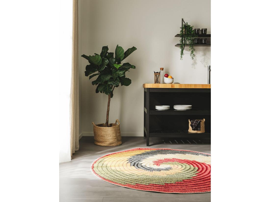 Vente Unique Tapis D'extérieur & Intérieur Rond Kenya Multicouleur ø 160 Cm Rond
