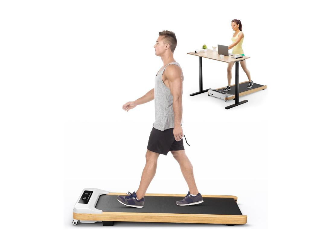 vente unique Tapis de Course Électrique 1 à 6 KM/H Moteur 2 25HP à roulettes Charge 120 kg Tapis de Marche avec Télécommande Écran LED 15 Programmes Gris