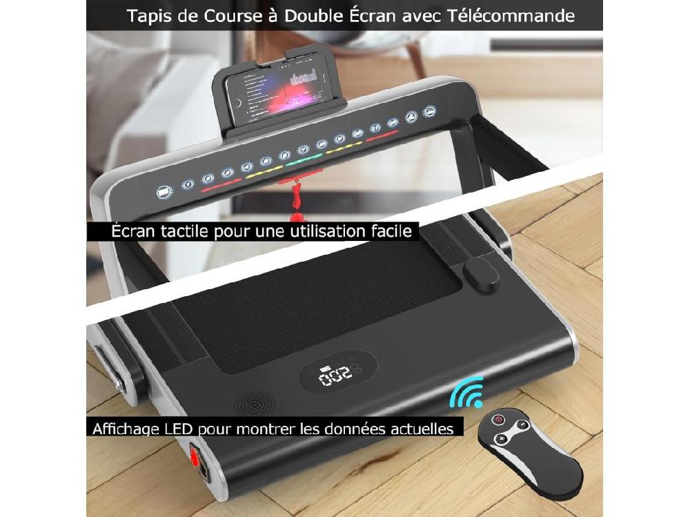 Vente Unique Tapis De Course Electrique Pliable 2 En 1 Vitesse 1-12 Km/h Tapis Roulant Surface 40x100cm