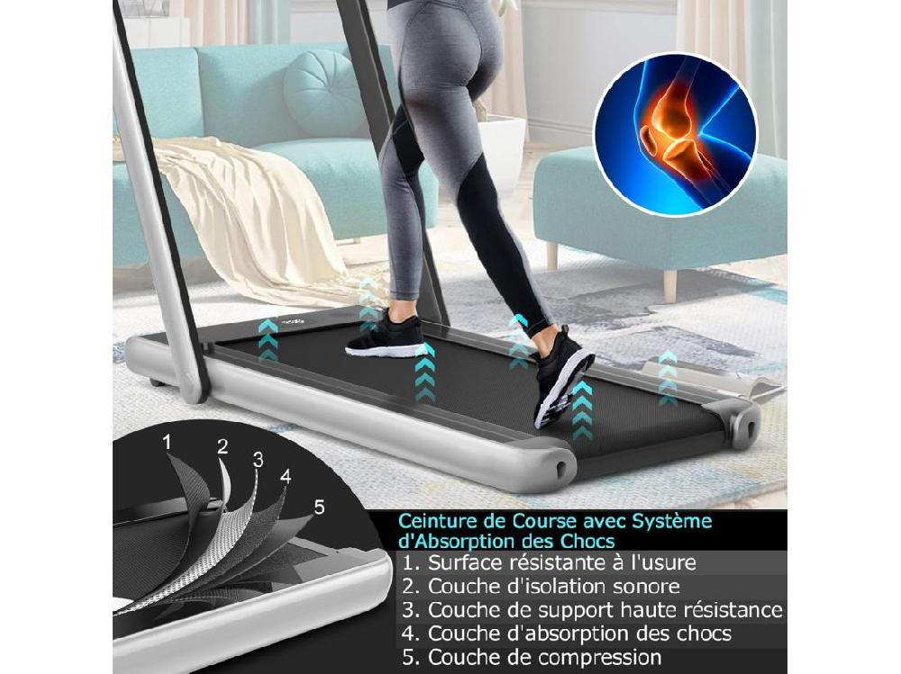 Vente Unique Tapis De Course Electrique Pliable 2 En 1 Vitesse 1-12 Km/h Tapis Roulant Surface 40x100cm