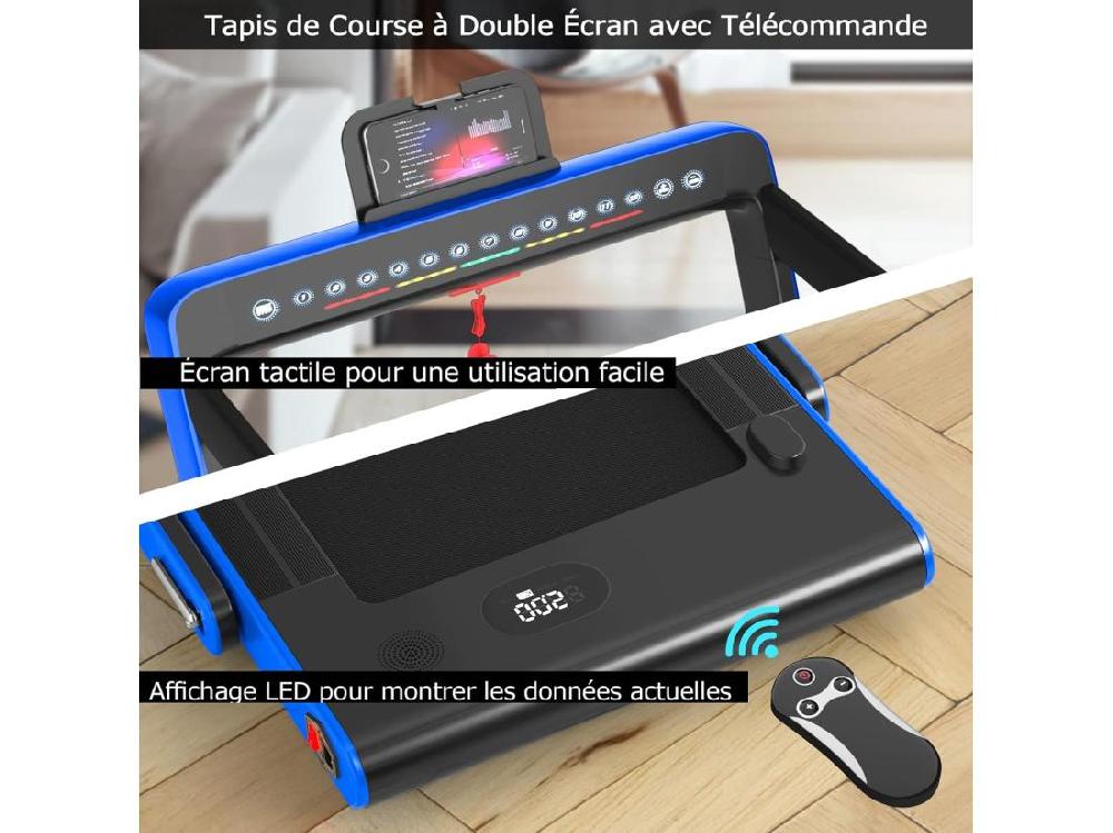 Vente Unique Tapis De Course Electrique Pliable 2 En 1 Vitesse 1-12 Km/h Tapis Roulant Surface 40x100cm