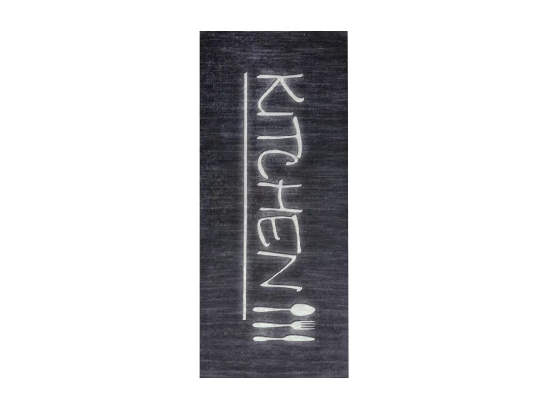 vente unique Tapis de cuisine 60x90 cm Polyester Kitchen Noir