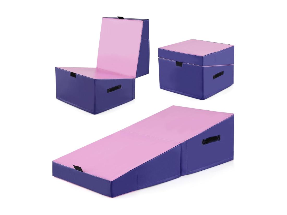 vente unique Tapis de Gymnastique Incliné 120 x 60 x 35 cm Matelas de Gym Angle Droit Pliable avec Mousse EPE et Cuir PVC Antidérapant Poignée de Transport Exercice Aérobic
