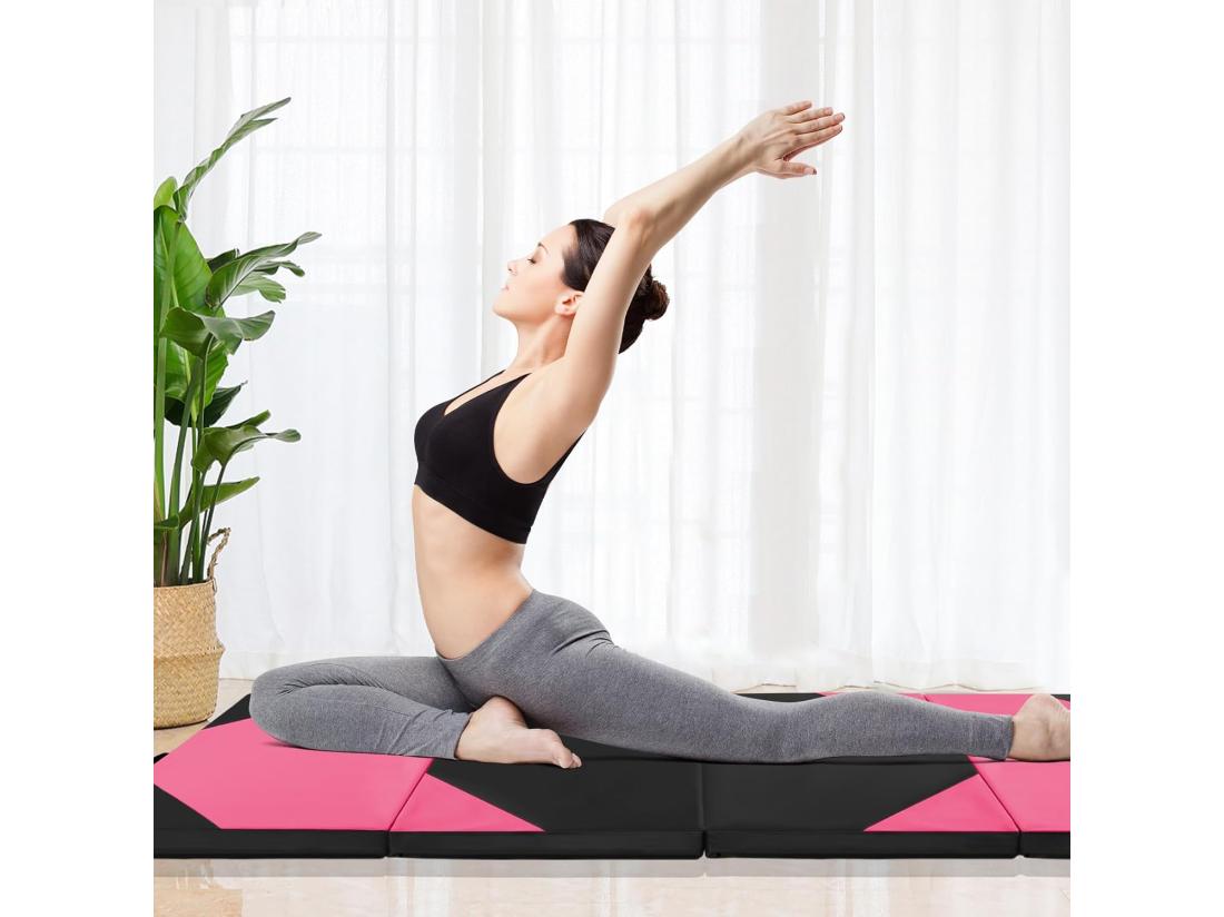 Vente Unique Tapis De Gymnastique Pliable Epais Matelas D'Entrainement En Mousse Et PU Avec Poignées Pour Gymnastes Entraînements Yoga