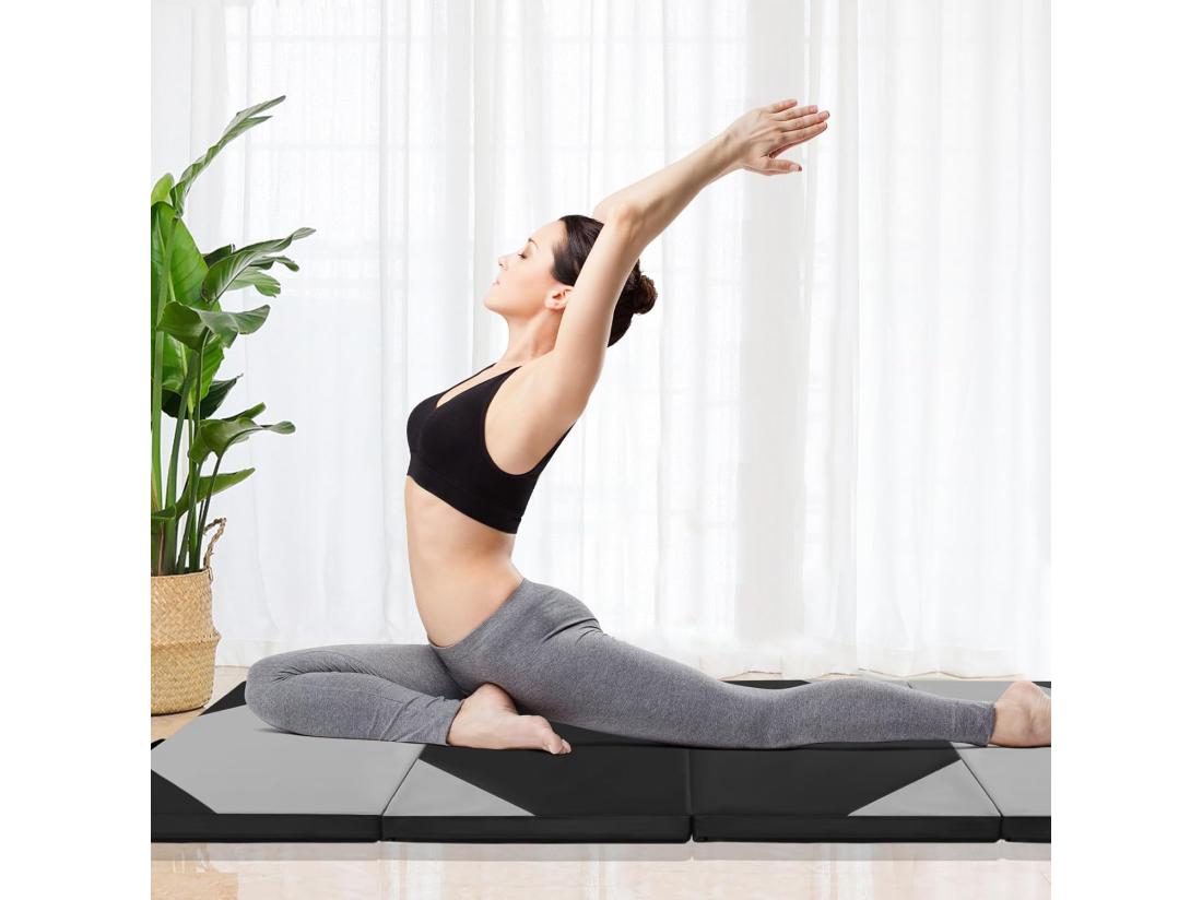 Vente Unique Tapis De Gymnastique Pliable Epais Matelas D'Entrainement En Mousse Et PU Avec Poignées Pour Gymnastes Entraînements Yoga