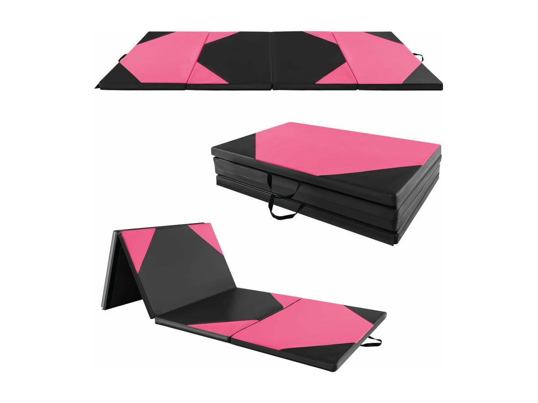 vente unique Tapis de Gymnastique Pliable Epais Matelas d'Entrainement en Mousse et PU avec Poignées pour Gymnastes Entraînements Yoga