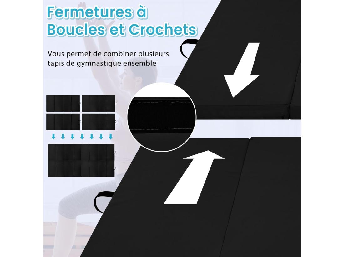 Vente Unique Tapis De Gymnastique Tapis De Yoga Pliant Tapis Musculation Matelas Gymnastique Pliant Portable Tapis D'Entrainement 180x60x4CM