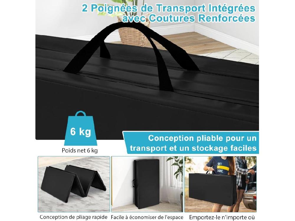 Vente Unique Tapis De Gymnastique Tapis De Yoga Pliant Tapis Musculation Matelas Gymnastique Pliant Portable Tapis D'Entrainement 180x60x4CM